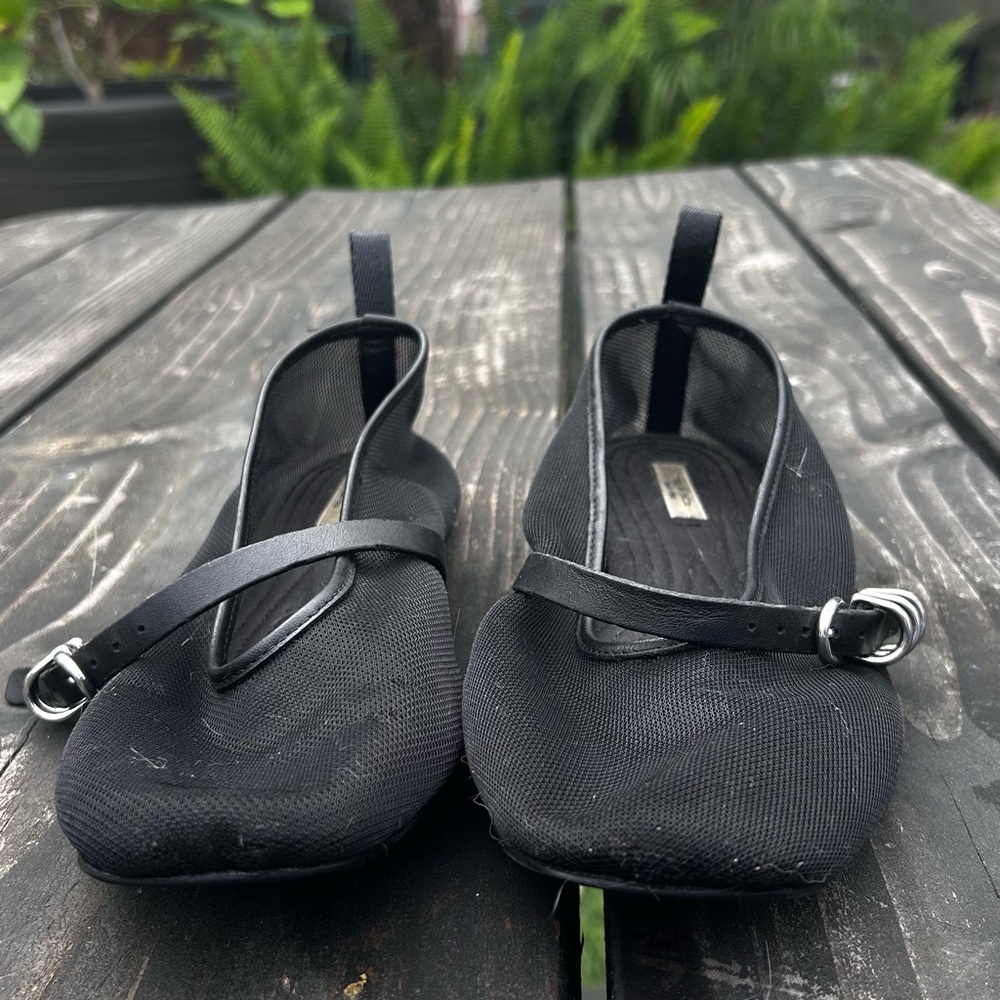 rag & bone Black Mary Jane Mesh Ballet Flats
